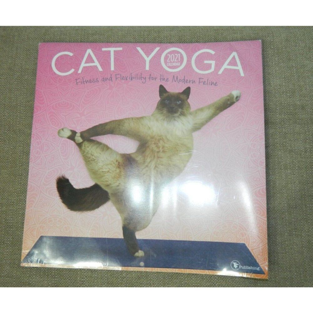 Cat Yoga Fitness Flexibility 2021 Wall‎ Calendar TF Publishing 12 x 12. WALL ART